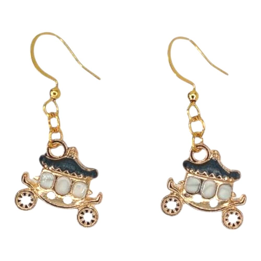 Cinderella style carriage earrings dangle earrings fantasy jewelry